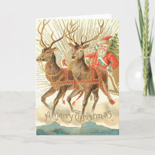 Merry Christmas (Santa and his Reindeer) Card