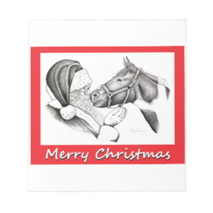 Merry Christmas Santa and Horse Notepad