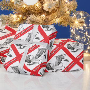 Merry Christmas Santa and Horse Wrapping Paper