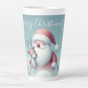 Merry Christmas Santa and Rudolph Latte Mug