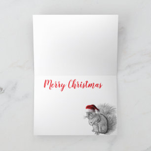 Merry Christmas Santa and Squirrel Thank You Card