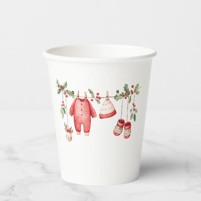 Merry Christmas Santa baby Watercolor babPaper cup (Front)
