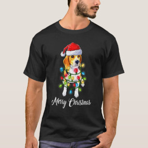 Merry Christmas Santa Beagle Light Xmas Dog T-Shirt
