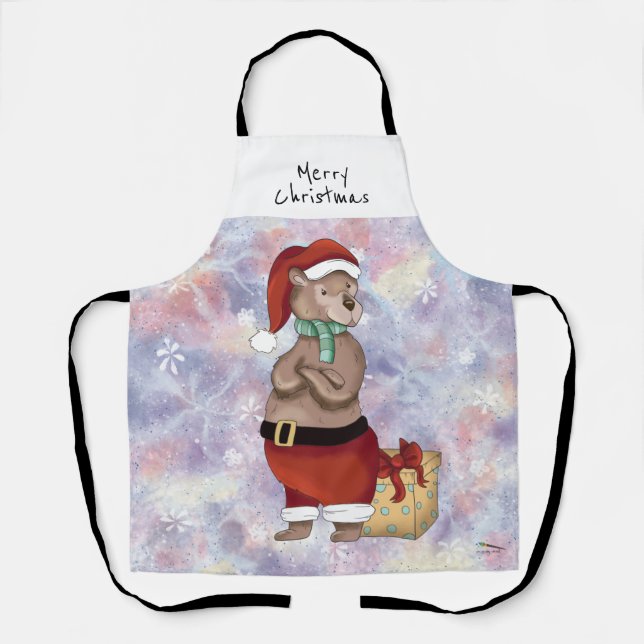 Merry Christmas Santa Bear Apron (Front)