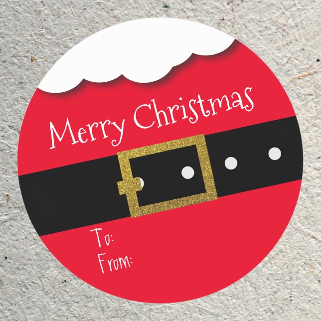Merry Christmas Santa Belt Gift tag Personalised  (Creator Uploaded)