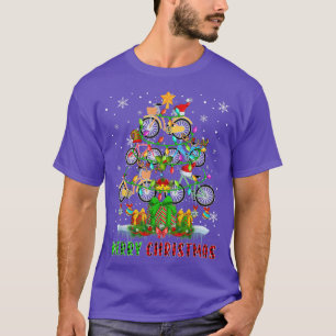Merry Christmas Santa Bicycles Xmas Tree Light Fun T-Shirt