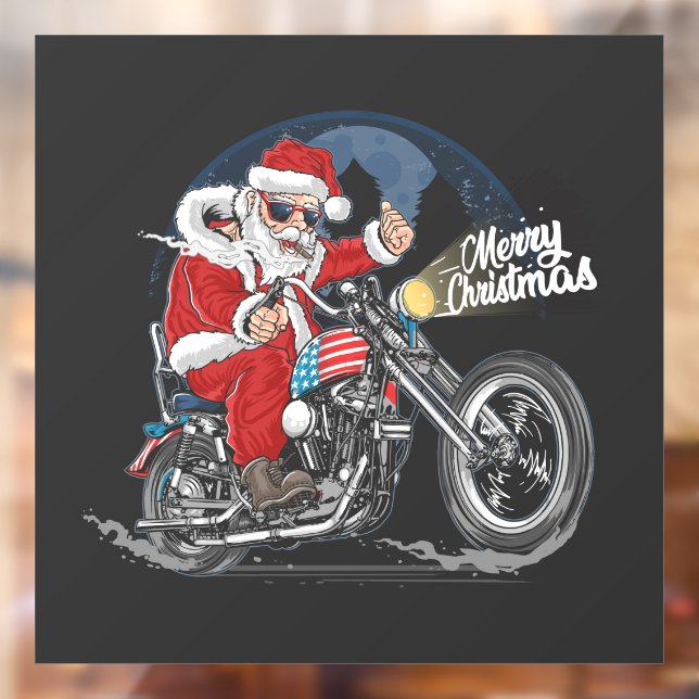 Merry Christmas Santa Biker Window Cling (Sheet 2)