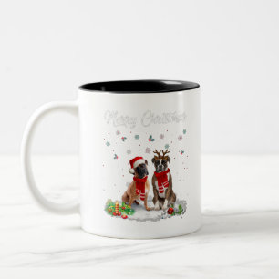 Merry Christmas Santa Boxer Dog Gift Xmas Two-Tone Coffee Mug