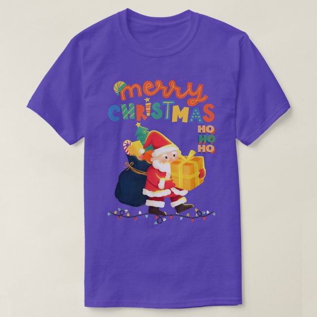 Merry Christmas Santa Bringing Presents Colourful  T-Shirt (Design Front)