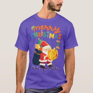 Merry Christmas Santa Bringing Presents Colourful T-Shirt
