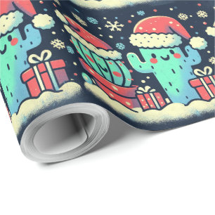Merry Christmas Santa cactus plants Wrapping Paper