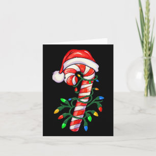 Merry Christmas Santa Candy Cane Xmas Lights Pajam Card