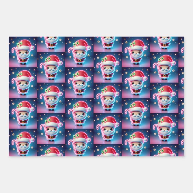 Merry Christmas Santa Candy Wrapping Paper Sheet (Front)