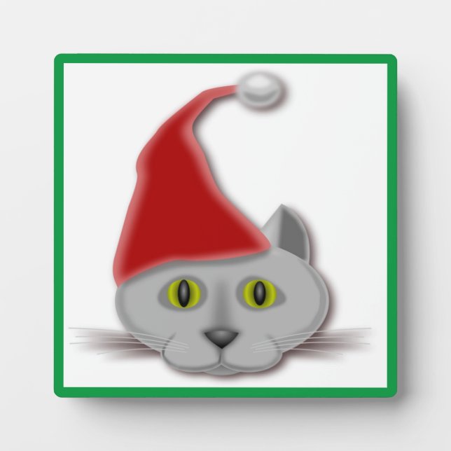 "MERRY CHRISTMAS" SANTA CAT PLAQUE (Front)