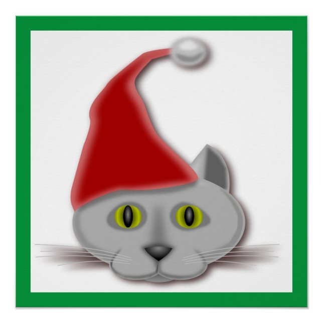 "MERRY CHRISTMAS" SANTA CAT POSTER (Front)