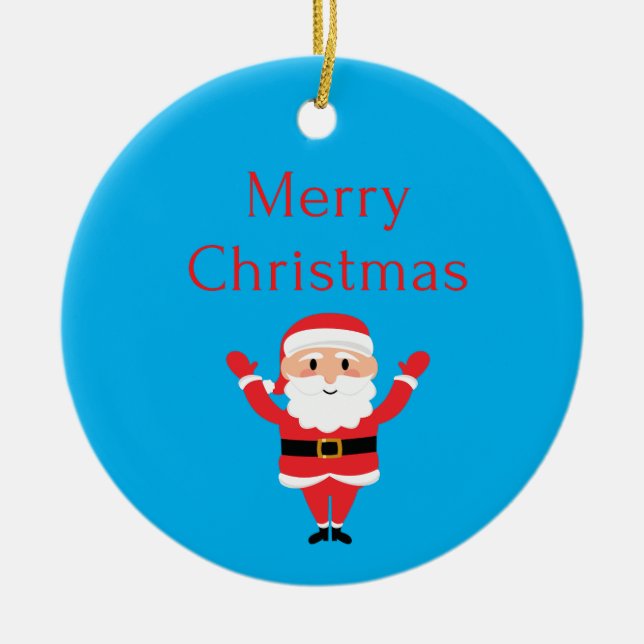 merry christmas santa  ceramic ornament (Front)