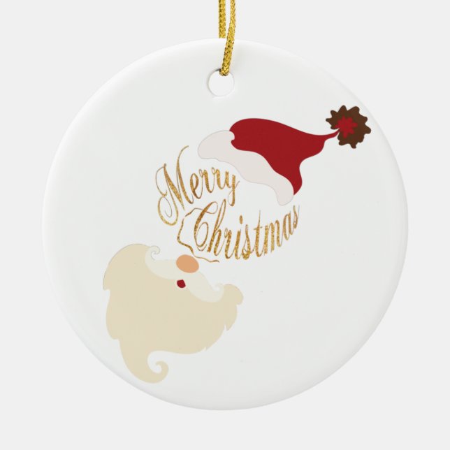  Merry Christmas Santa Ceramic Ornament (Front)