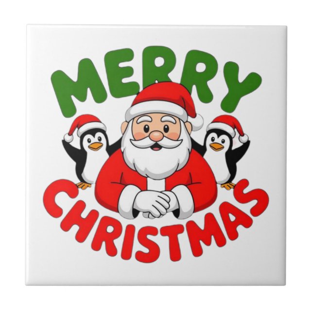 Merry Christmas Santa Ceramic Tile (Front)