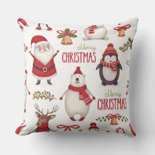 Merry Christmas Santa Claus And Friends Cushion