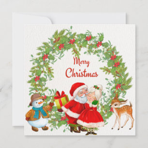 Merry Christmas Santa Claus and Mrs. Claus Holiday Card