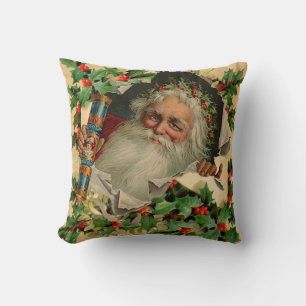 Merry Christmas Santa Claus Antique classic Cushion