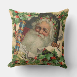 Merry Christmas Santa Claus Antique classic Cushion
