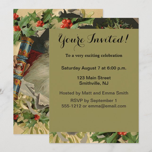 Merry Christmas Santa Claus Antique classic Invitation (Front/Back)