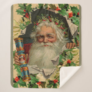 Merry Christmas Santa Claus Antique classic Sherpa Blanket