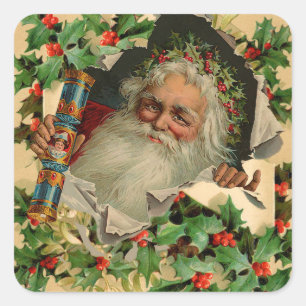 Merry Christmas Santa Claus Antique classic Square Sticker