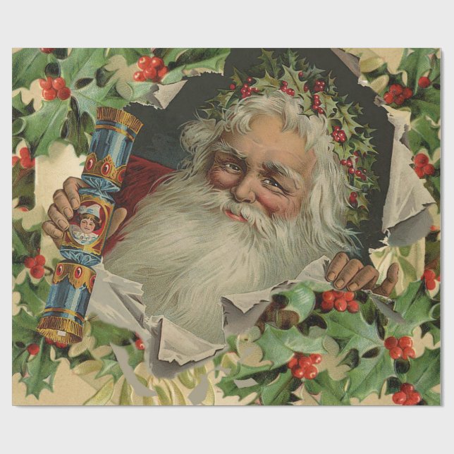 Merry Christmas Santa Claus Antique classic Wrapping Paper (Flat)