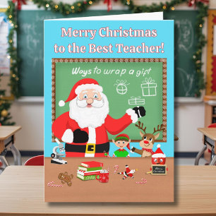 Merry Christmas Santa Claus as a Teacher Card