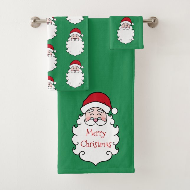 Merry Christmas Santa Claus Bath Towels Set Gift (Insitu)