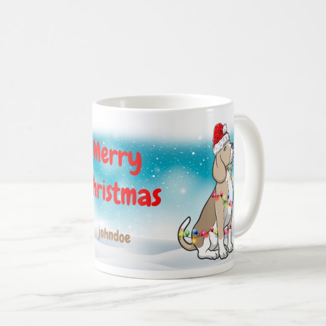 Merry Christmas Santa Claus Beagle Pet Dog Lover Coffee Mug (Front Right)