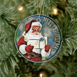 Merry Christmas Santa Claus Ceramic Ornament