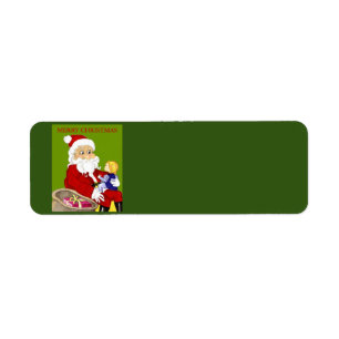 Merry Christmas Santa Claus & Child address label Return Address Label