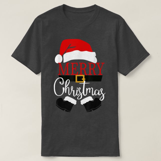 Merry Christmas Santa Claus Christmas Lights Famil T-Shirt (Design Front)