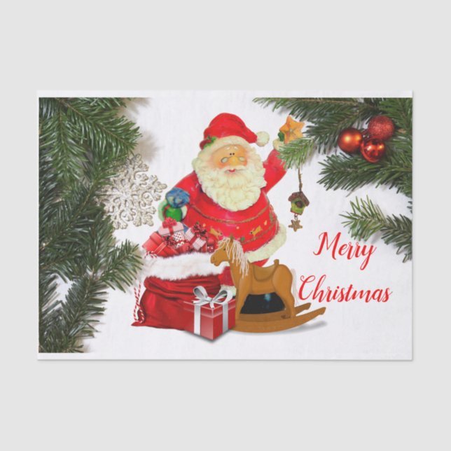 Merry Christmas Santa  Claus Decoupage Craft Tissue Paper (Front)