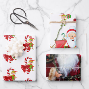 Merry Christmas Santa Claus Elf  Wrapping Paper Sheet