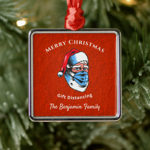 Merry Christmas Santa Claus Face Mask Metal Ornament