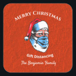 Merry Christmas Santa Claus Face Mask Square Sticker<br><div class="desc">Merry Christmas Santa Claus Face Mask Stickers is fun to use on your envelopes and gifts for family and friends. They will get the fun message. Personalise it.</div>