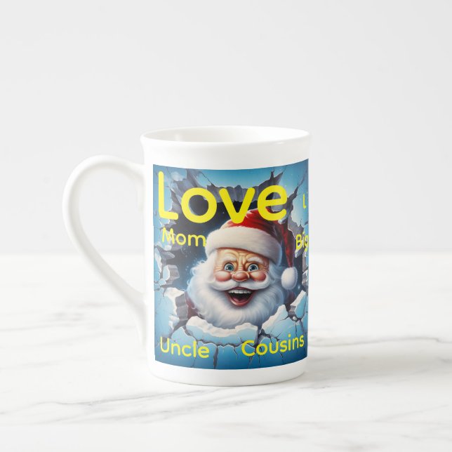 Merry Christmas Santa Claus Family Love Friends  Bone China Mug (Left)