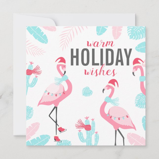 Merry Christmas Santa Claus Flamingo Holiday Photo (Front)