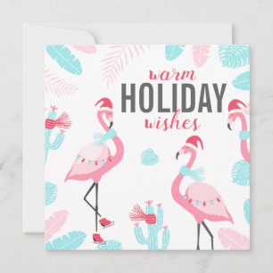 Merry Christmas Santa Claus Flamingo Holiday Photo Card