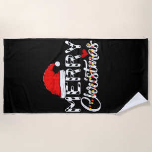 Merry Christmas Santa Claus Funny Family Beach Towel