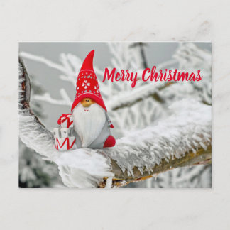 Merry Christmas Santa Claus Gnome Festive Holiday Postcard