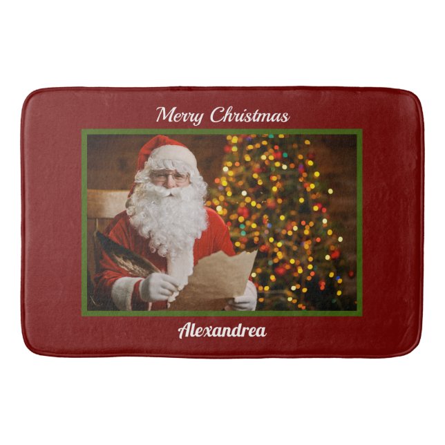 Merry Christmas Santa Claus Happy Holidays Bath Mat (Front)