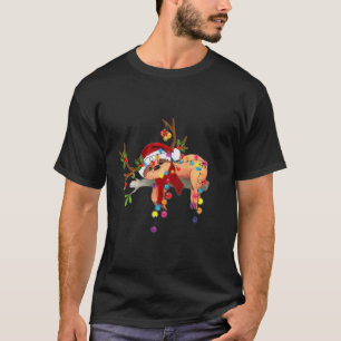 Merry Christmas Santa Claus Hat Sloth Reindeer Xma T-Shirt