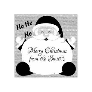 Merry Christmas Santa Claus HO HO HO Rubber Stamp
