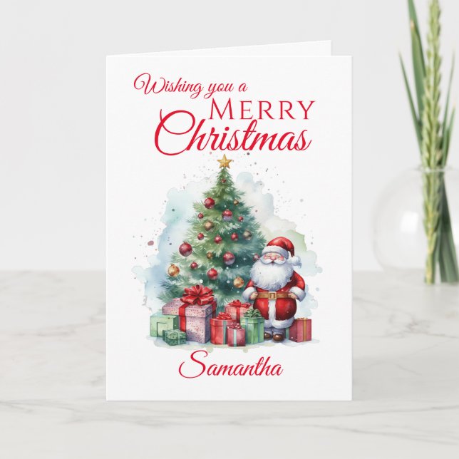 Merry Christmas Santa Claus  Holiday Card (Front)