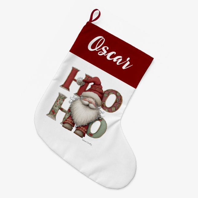 Merry Christmas Santa Claus Holiday Stocking (Front (Hanging))